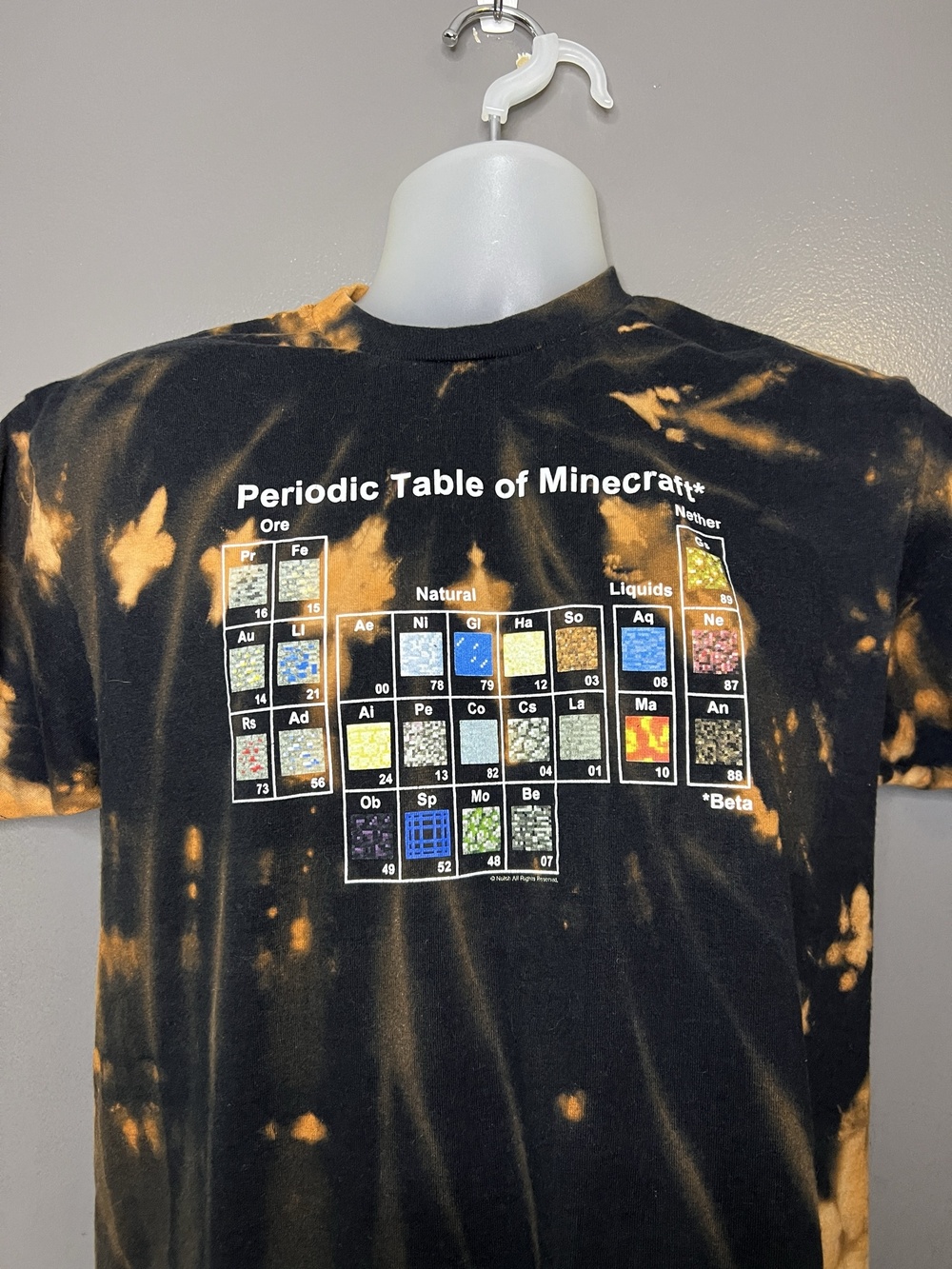 Minecraft Jinx Shirt Mens Large Black Bleach Tie Dye Periodic Table Tee